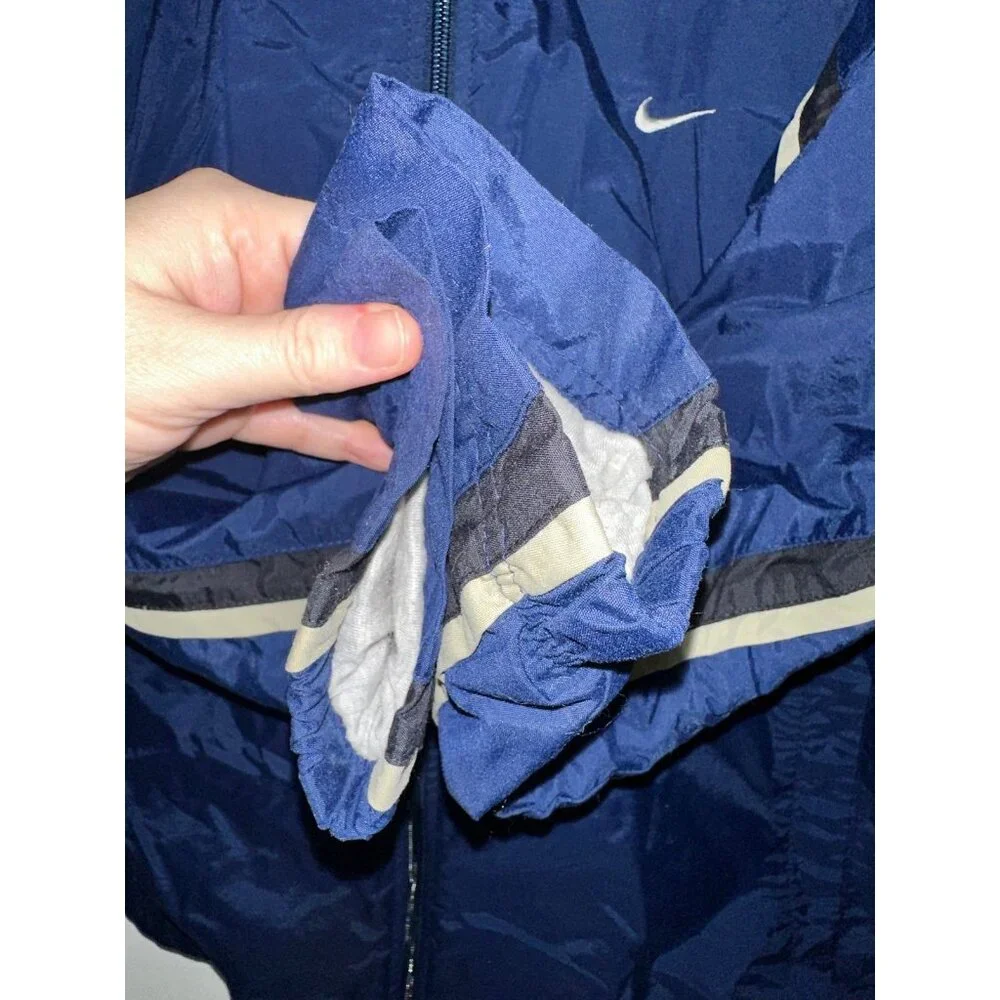 B5 Nike Full Zip Windbreaker Track Jacket Cotton Lined Men's‎ Large VTG 90s Blue